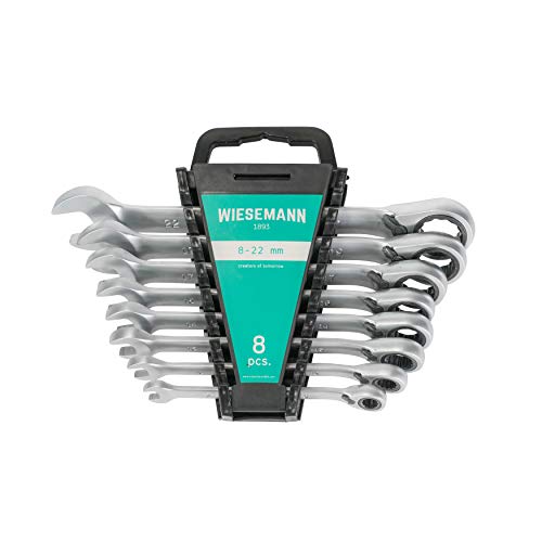 Juego de 8 llaves combinadas de 8-22 mm con 72 dientes de WIESEMANN 1893 | Cabeza de estrella con trinquete |De Acero al cromo vanadio, cromado | 80393 Juego de 8 llaves combinadas de 8-22 mm con 72 dientes de WIESEMANN 1893 | Cabeza de estrella con trinquete |De Acero al cromo vanadio, cromado | 80393