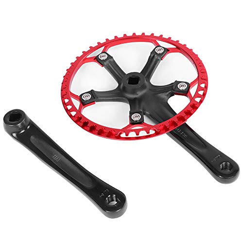 Juego de bielas de Bicicleta de 170 mm Juego de Anillos de Cadena 45T 47T 2 Colores para Ciclismo de Bicicleta(47T-Black + Red)