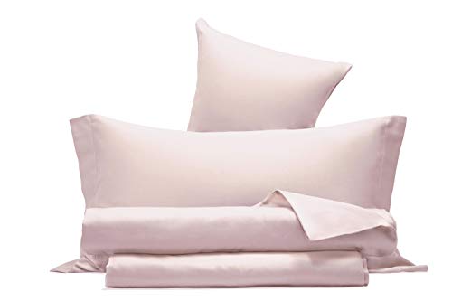 Juego de sábanas de raso de puro algodón, fabricado en Italia, para cama de matrimonio, color gris perla