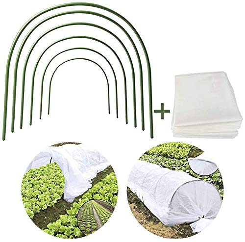 JYCRA - Mini invernadero para plantas, túnel de cultivo, 6 piezas de acero con aros recubiertos de plástico para protección y cultivo de plantas de jardín