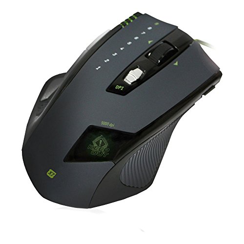 KeepOut X7 - Ratón (Laser, USB, 5000 dpi, Negro, Verde, Gris, Plata)