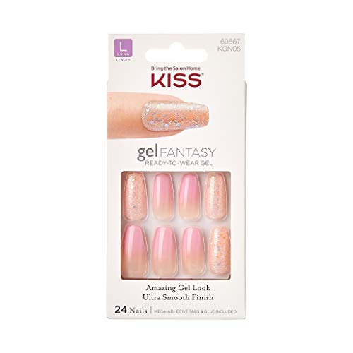 Kiss Gel Fantasy Nails-Painted Veil, 1 paquete (1 x 24 Pieza), colores surtidos