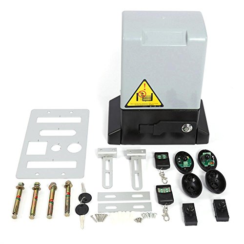 Kit de abridor de Puerta corredera Automático Ajustable de 2000KG y 750w con Sonda de Sensor Infrarrojo Protección de la Temperatura Sistema de Cierre Automatico(750W Motor )