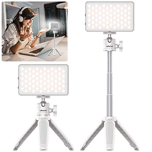 Kit de iluminación de videoconferencia, VIJIM luz de fotografía recargable con soporte de portátil trípode , lámpara escritorio de oficina para trabajo remoto, estudio, blanco (1 paquete)