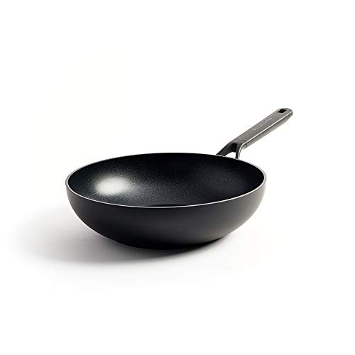 KitchenAid Wok Antiadherente de Aluminio, Apta para Todo Tipo de Cocinas, Inducción, Horno y Lavavajillas, 28 cm, Negro