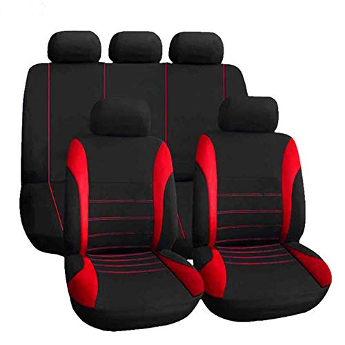 KKmoon Juego de fundas para asientos delanteros y traseros para todos los coches, color rojo