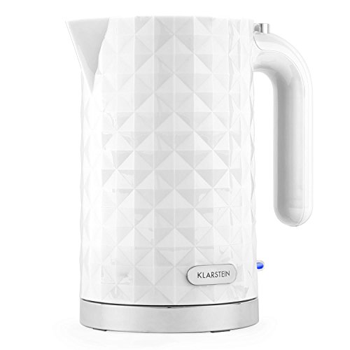Klarstein Granada Bianca Hervidor de agua - Inalámbrico, Tetera eléctrica, Diseño geométrico, 1,7 L, 2200 W, Asa Cool Touch, Base con recogecable, Blanco Klarstein Granada Bianca Hervidor de agua - Inalámbrico, Tetera eléctrica, Diseño geométrico, 1,7 L, 2200 W, Asa Cool Touch, Base con recogecable, Blanco