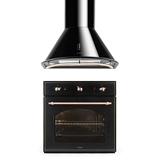Klarstein Set Vilhelmine y Noir Prima (horno empotrable de 55 litros, campana extractora con capacidad de 430 m³/h, diseño victoriano) - negro Klarstein Set Vilhelmine y Noir Prima (horno empotrable de 55 litros, campana extractora con capacidad de 430 m³/h, diseño victoriano) - negro