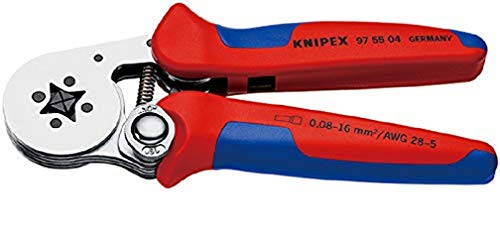 KNIPEX Alicate autoajustable para crimpar punteras huecas de acceso lateral (180 mm) 97 55 04 SB (cartulina autoservicio/blíster)