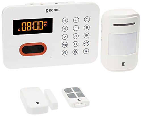 Konig SAS-ALARM240 - Sistema de Alarma Inalámbrico con Marcador Telefónico Incorporado - Blanco