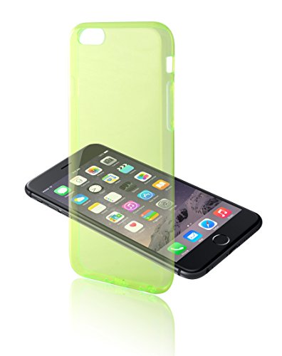 Ksix B0925FTU09 - Funda tipo flex ultrafina con borde TPU para Apple iPhone 6 Plus, flúor verde y transparente
