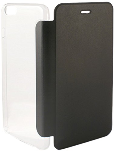 Ksix B0925FU24 - Funda tipo folio con carcasa trasera para Apple iPhone 6, 4.7", color negro y transparente