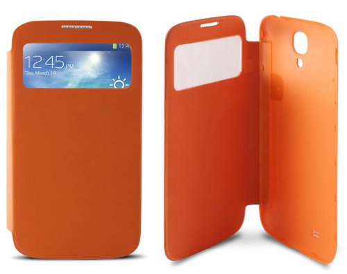 Ksix B8505FU80WNJ - Funda folio trasera flexible con tapa para Samsung Galaxy S4 I9505, naranja