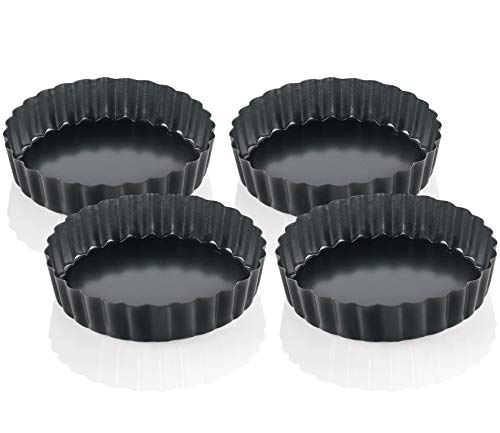 Küchenprofi 0810011004 - Juego de moldes para Horno (4 Unidades, 12 cm), Color Negro