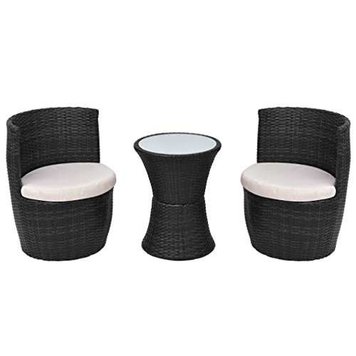 Lasamot Práctico Juego de Mesa y Silla de Mimbre para Exterior, Mesa y Silla de Resina Tejida en Blanco y Negro Kit-Mesa * 1 Silla * 2 con Cojines de 2 Asientos Lasamot Práctico Juego de Mesa y Silla de Mimbre para Exterior, Mesa y Silla de Resina Tejida en Blanco y Negro Kit-Mesa * 1 Silla * 2 con Cojines de 2 Asientos