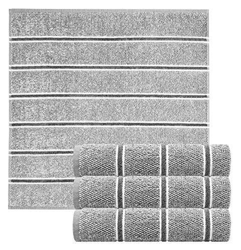 Lashuma Juego de 4 paños de cocina de rizo – Paños de cocina de 100% algodón – Paños de cocina en bonitos colores de moda, Rayas – gris., 50 x 50 cm Lashuma Juego de 4 paños de cocina de rizo – Paños de cocina de 100% algodón – Paños de cocina en bonitos colores de moda, Rayas – gris., 50 x 50 cm