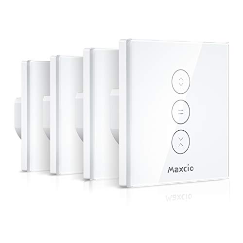 【LED Controlable】 Interruptor Persiana, Maxcio Interruptor Inteligente Control por WiFi y Voz Compatible con Alexa y Google Home con Temporizador para Motor Tubular de Cortinas, 4 Piezas 【LED Controlable】 Interruptor Persiana, Maxcio Interruptor Inteligente Control por WiFi y Voz Compatible con Alexa y Google Home con Temporizador para Motor Tubular de Cortinas, 4 Piezas