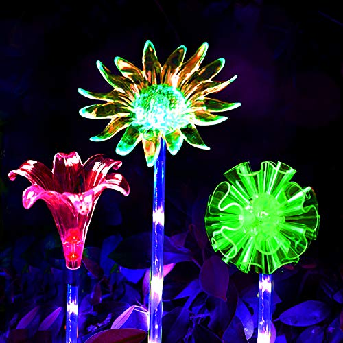 LED Luces Solar exterior Impermeables Luz,MMTX 3 Piezas jardín Luces de juego solar cambio de color Fibra óptica al aire libre decoraciones de fiesta para césped patio camino LED Luces Solar exterior Impermeables Luz,MMTX 3 Piezas jardín Luces de juego solar cambio de color Fibra óptica al aire libre decoraciones de fiesta para césped patio camino