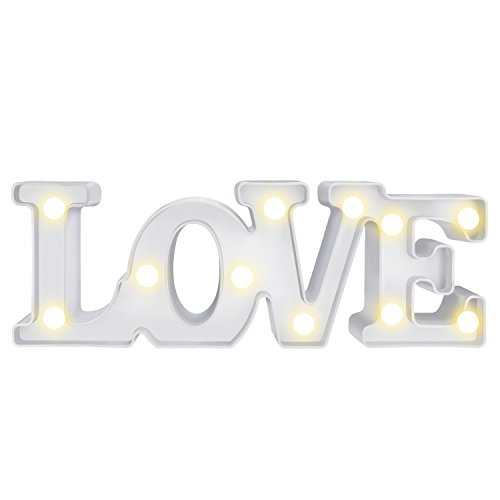 LOVE Lámpara de Mesa,WolinTek Love con Luces LED Lámpara de Tabla Lámpara de Noche Lámparas decorativas para Navidad de fiesta de Sala de Hogar Decoración de Pared - LOVE