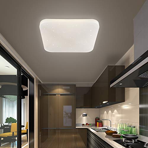 LUSUNT Lámpara de Techo Plafón LED Luz de Techo para Cocina Baño Habitación Balcón Pasillo Lamparas de Techo Modernas Impermeable 4000K 2050lm 26W