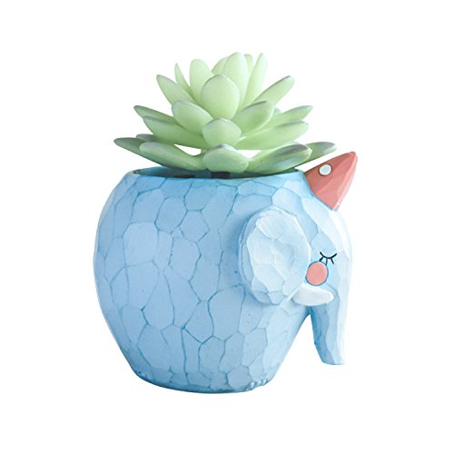 Macetas de interior lindas flores florero para macetas de hierba Un adorno de jardín / decoración con pequeño elefante azul forma de animal mamá, niños, hombres, mujeres en casa, ventanas de cocina Macetas de interior lindas flores florero para macetas de hierba Un adorno de jardín / decoración con pequeño elefante azul forma de animal mamá, niños, hombres, mujeres en casa, ventanas de cocina