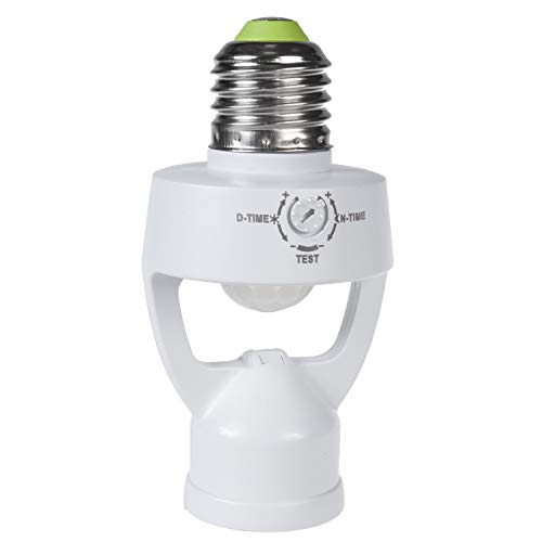 Maclean MCE233 - Portalámparas con sensor de movimiento y sensor crepuscular, casquillo E27, adaptador, rango de detección de 360°, sensor de iluminación automática