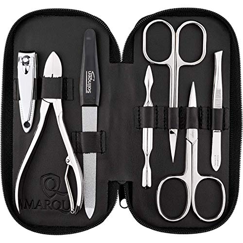 marQus set manicura de 7 piezas de Solingen Alemania - Set de manicura y pedicura en estuche de piel, 2 tijeras, cortaúñas, lima, retira-cutícula, alicate y pinza - kit de cuidado de uñas marQus set manicura de 7 piezas de Solingen Alemania - Set de manicura y pedicura en estuche de piel, 2 tijeras, cortaúñas, lima, retira-cutícula, alicate y pinza - kit de cuidado de uñas