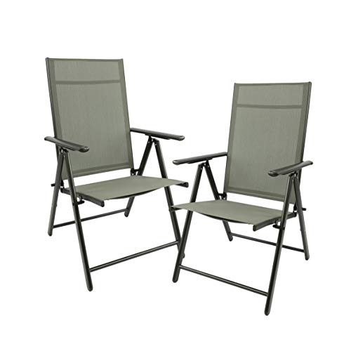 MaxxGarden Juego de 2 sillas plegables de jardín, sillas de camping, sillas de jardín, terraza, balcón, silla plegable de aluminio y plástico, color plata/gris MaxxGarden Juego de 2 sillas plegables de jardín, sillas de camping, sillas de jardín, terraza, balcón, silla plegable de aluminio y plástico, color plata/gris