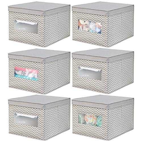mDesign Juego de 6 cajas de tela para cambiador – Cajas con tapa de fibra sintética – Caja organizadora ideal como organizador de armarios – Caja para guardar ropa o cosas de bebé – gris topo/crudo mDesign Juego de 6 cajas de tela para cambiador – Cajas con tapa de fibra sintética – Caja organizadora ideal como organizador de armarios – Caja para guardar ropa o cosas de bebé – gris topo/crudo