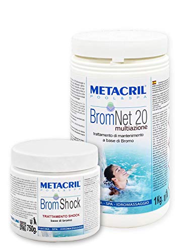 Metacril BromNet 20 Multiaz. 1 kg + BromShock 750 g Bromo Multiacción Past.20 gr para piscina e hidromasaje (Teuco, Jacuzzi, Dimhora, Intex, Bestway) - Pedición inmediata