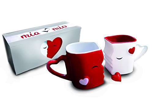 MIA Mio - Tazas de Café/Tazas de Besos Set/Regalo para Novios - Ceramica (Rojo)