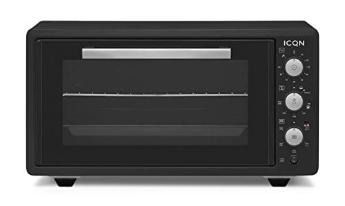 Mini horno ICQN con aire forzado 50 litros | Temporizador de 90 min | Horno de pizza | Mini horno | Iluminación interior Doble acristalamiento | Turboventilador | Asador Mini horno ICQN con aire forzado 50 litros | Temporizador de 90 min | Horno de pizza | Mini horno | Iluminación interior Doble acristalamiento | Turboventilador | Asador
