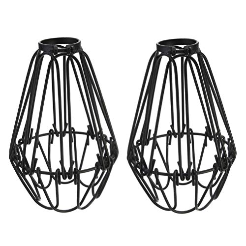 Mobestech Juego de 2 lámparas colgantes de techo con forma de jaula de alambre de hierro industrial vintage
