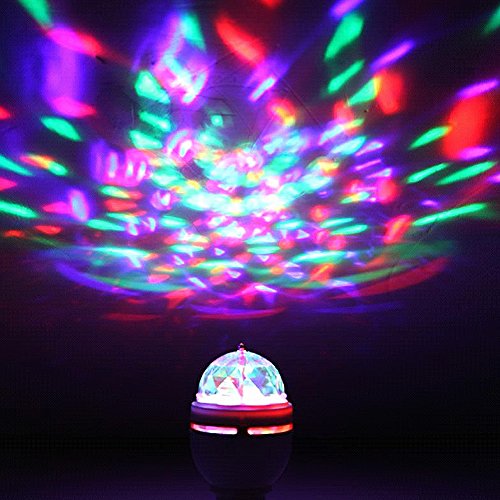 Mobestech Lámpara de Mesa E27 3W AC85-260V 3-LED a Todo Color Giratorio RGB LED Spot Lámpara Bombilla LED Party Light
