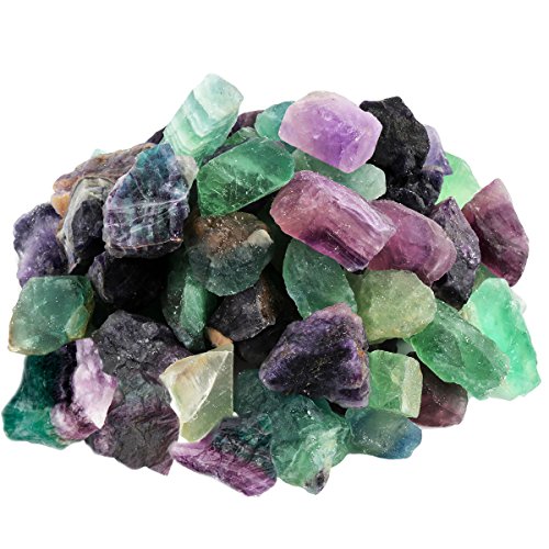mookaitedecor Piedras de fluorita violeta, verde, piedras preciosas minerales para familia, oficina, jardín, acuario, decoración, cristal Reiki y curación (460 g)