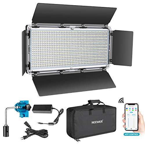 Neewer 960 LED Luz Video con Sistema de Control Inteligente App Kit de Iluminación LED de Fotografía Bicolor Regulable 3200K-5600K para Iluminación Video Exterior de Estudio Youtube con Pantalla LCD