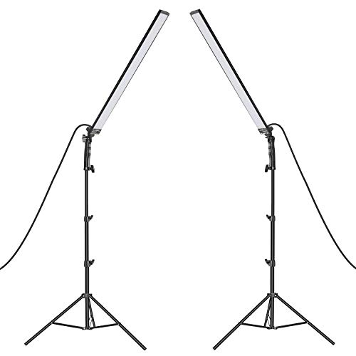 Neewer LED Luz Estudio Iluminación Kit - 2 Paquetes de Varita de Luz de Mano LED Video Luz Palos 5500K con Brillo Ajustable Soporte de Luz 2m para Retrato Fotografía de Producto Luz de Video