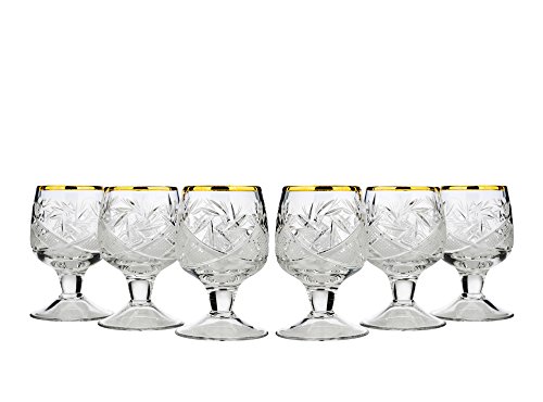Neman WG5290G-X, vasos de jerez cortados con cristal con tallo corto, vasos de licor clásicos hechos a mano, vasos de chupito de vodka, vasos de regalo de boda, juego de 6