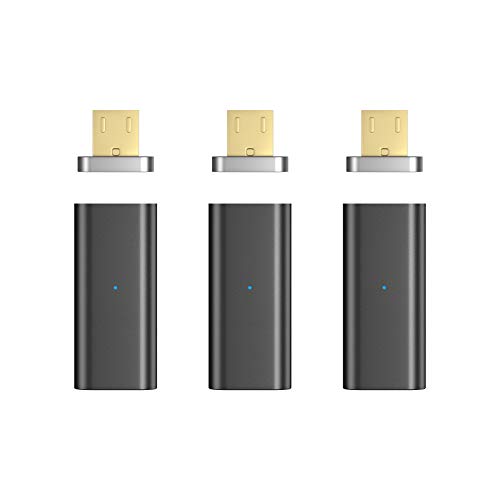 NetDot 3 Pack Micro USB de Tercera generación con Adaptador Micro USB magnético Compatible con Android Devie (Adaptador Micro USB/Paquete de 3 Negro)