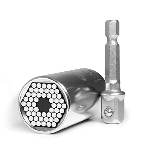 Nirox Llave de vaso universal 7-19 mm - Llave universal con adaptador para carraca o destornillador inalámbrico - Llave de vaso multifunción para casi todos los tipos de tornillos Nirox Llave de vaso universal 7-19 mm - Llave universal con adaptador para carraca o destornillador inalámbrico - Llave de vaso multifunción para casi todos los tipos de tornillos
