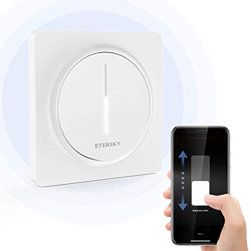 【Nueva Generación】Alexa Interruptor Regulador de luz WiFi, Etersky Smart Dimmer Inteligente de Pared Compatible con Alexa/Google Home, WiFi Interruptor de luz Atenuador, Temporizador NEUTRO REQUERIDO