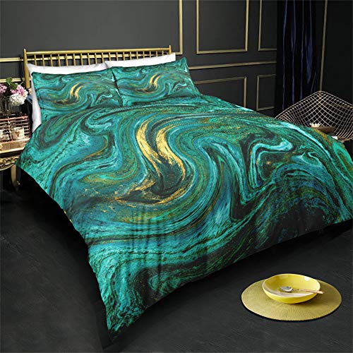 Nyescasa - Juego de cama 3D, diseño abstracto de mármol, microfibra, Dls-11, 135 x 200 cm+1 x 80 x 80 cm
