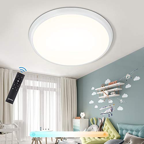Oeegoo Lámpara de techo LED regulable 36W 4000LM, con mando a distancia, IP54 resistente al agua para baño, dormitorio, salón, blanco cálido hasta blanco frío 3000-6500K