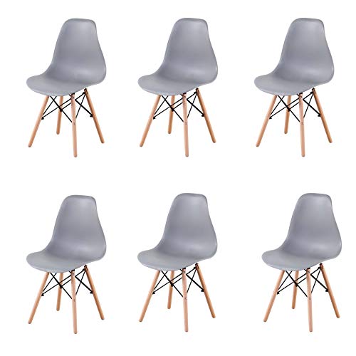 Pack 4/6 sillas de Comedor Silla diseño nórdico Retro Estilo (Gris-6)