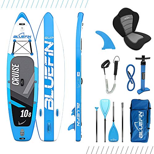 Paquete de Sup Bluefin Cruise | Tabla de Paddle Surf Hinchable | Remo de Fibra de Vidrio | Kit de Conversión a Kayak | Accesorios Completos 2020 (2020 Cruise 10'8)