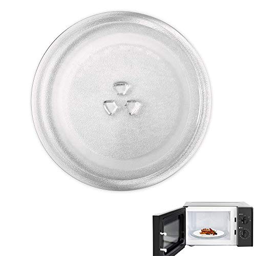 Plato de Cristal para Microondas, Plato Giratorio para Microondas, Universal Fuerte Durable Vaso Plato para Microondas con 3 Fijadores para Horno Microondas Pequeño y Mediano (245 MM)