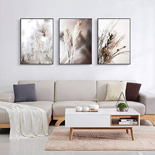 Póster de flores en lienzo con juncos, impresión artística de pared, naturaleza otoñal, imagen moderna para sala de estar, decoración del hogar, 60 x 90 cm, 3 unidades sin marco