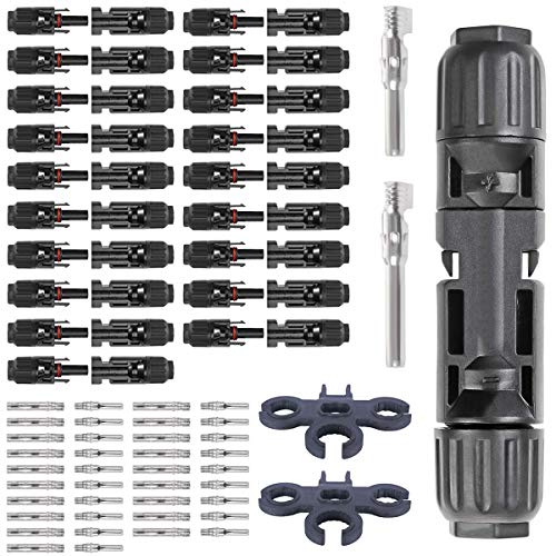 QAQGEAR 20 Pares de Conectores solares Impermeables IP67 Macho y Hembra, Conectores de Cable de Panel Solar con Llaves Herramienta de Montaje de Conector de Panel Solar QAQGEAR 20 Pares de Conectores solares Impermeables IP67 Macho y Hembra, Conectores de Cable de Panel Solar con Llaves Herramienta de Montaje de Conector de Panel Solar