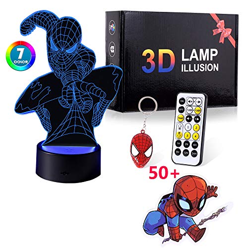 Regalo para niños, luz nocturna 3D con 7 juguetes de colores para niños de 8 a 12 años de edad, niños y niñas, lámpara 3D, regalo de cumpleaños de 7 a 8 a 9 a 10 años.