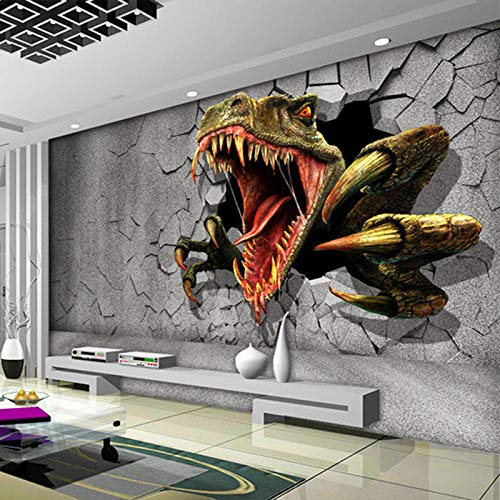 RQWBH Papel Pintado Autoadhesivo Mural 3D (W) 450X (H) 300Cm3D Pared De Ladrillo Macizo Mural De Arte Moderno Dinosaurio Decoración De La Pared Rota Sala De Estar Papel Tapiz Fotográfico Niños Dor